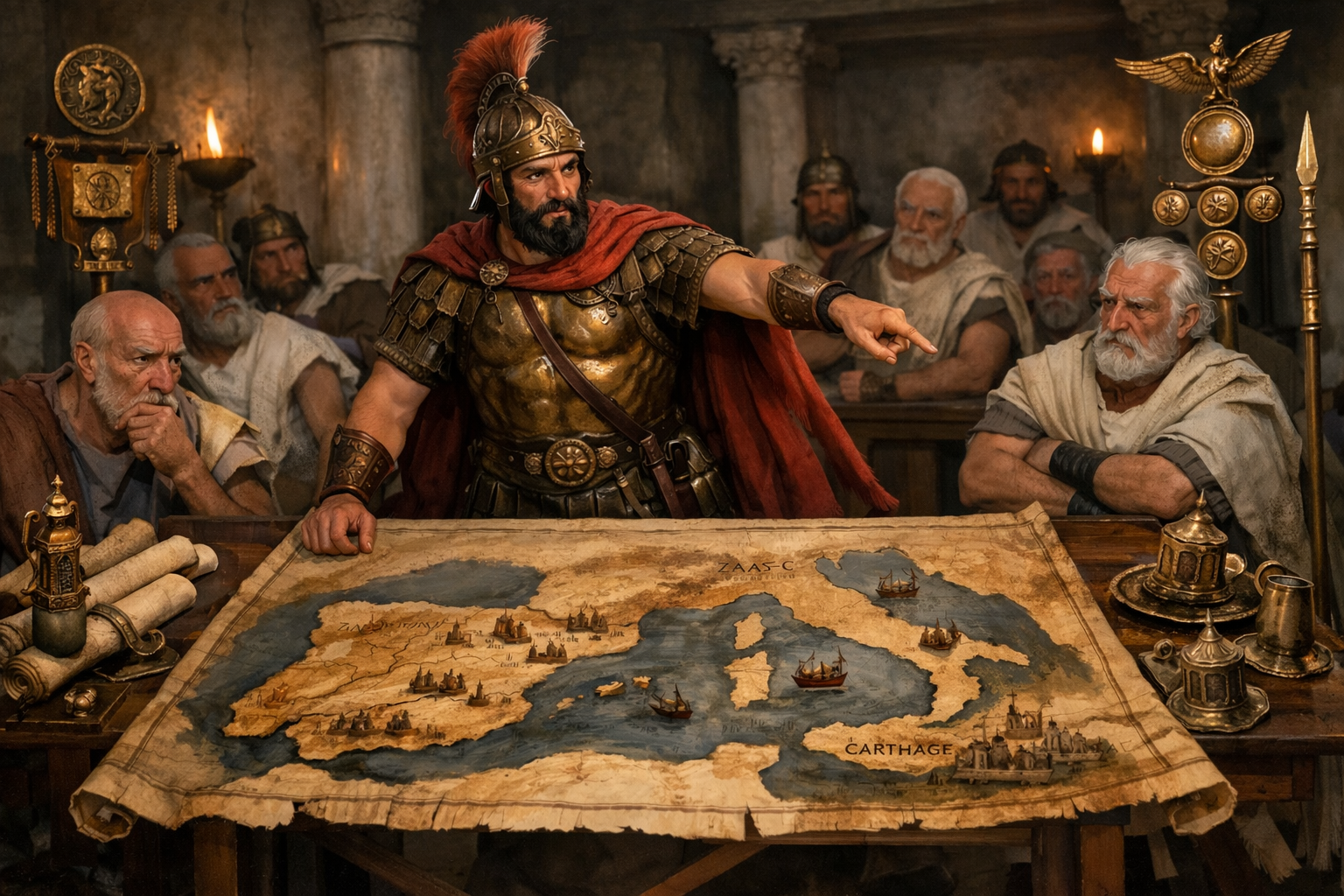 Hamilcar presenting his Spain strategy