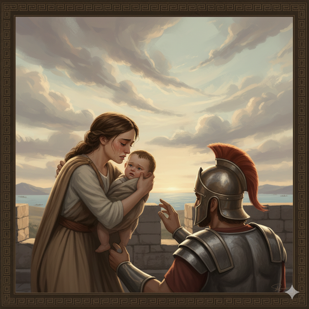 Andromache smeekt Hektor om te blijven