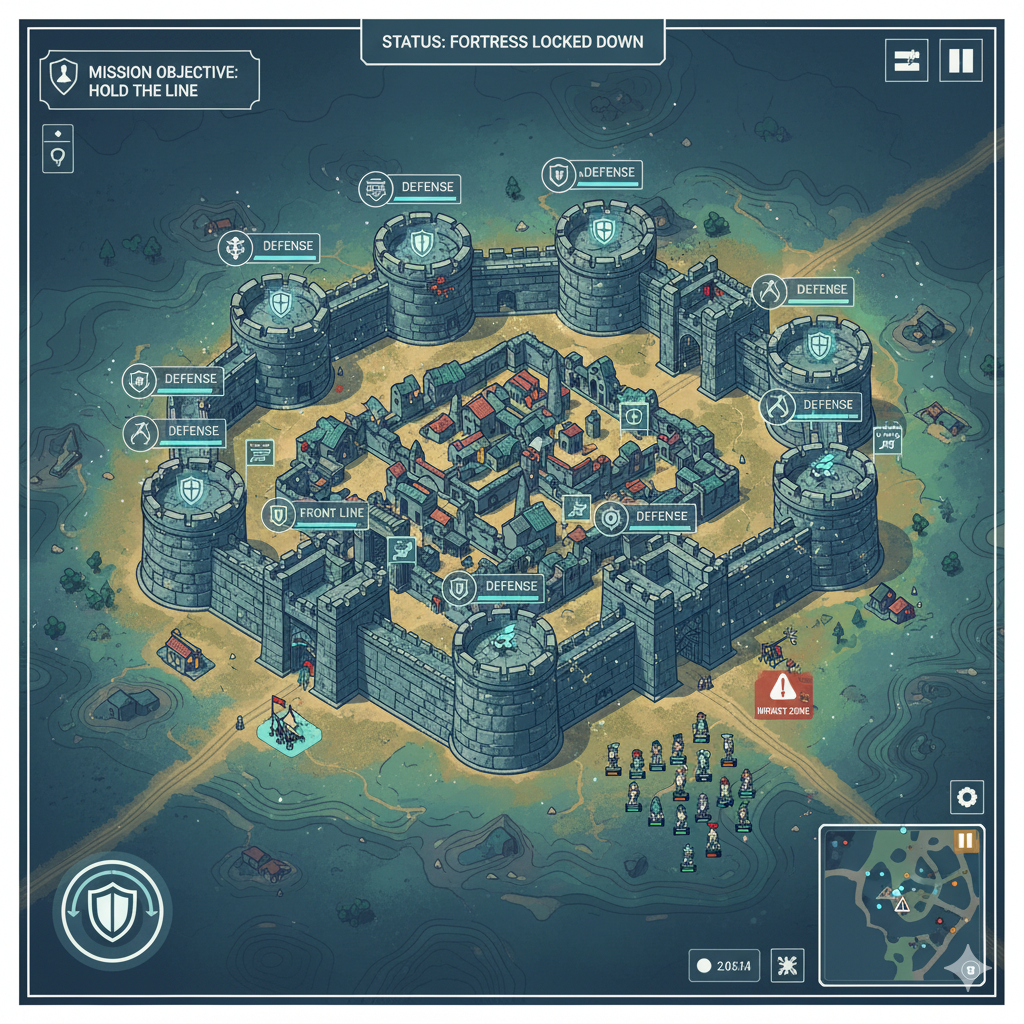 Troje als game map met moderne UI elementen