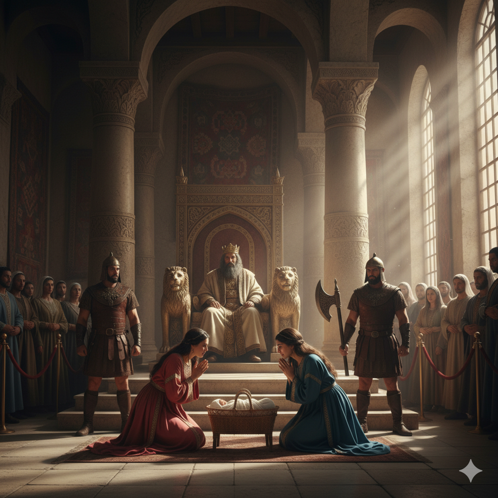 Illustratie E: de rechtszaal van koning Salomo.